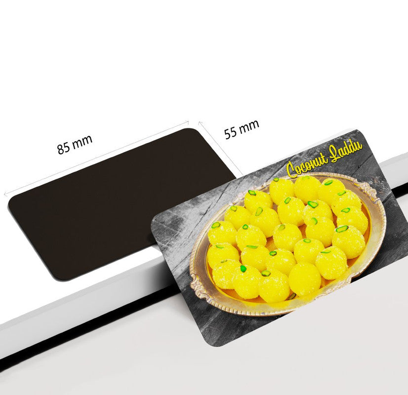 dhcrafts Rectangular Rubber Fridge Magnet Multicolor Food Coconut Burfi Rectangular Design Pack of 1 (8.6cm x 5.4cm)